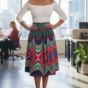 # A106 -  N By NANCY Dopamine Multicolor Geometric Print Skirt   NWT Size M